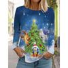 Móda Vánoce Sněhulák Dámské Tričko s dlouhým rukávem 3D vzor Podzimní Santa Claus Dámský Top Harajuku Pulovr Oblečení