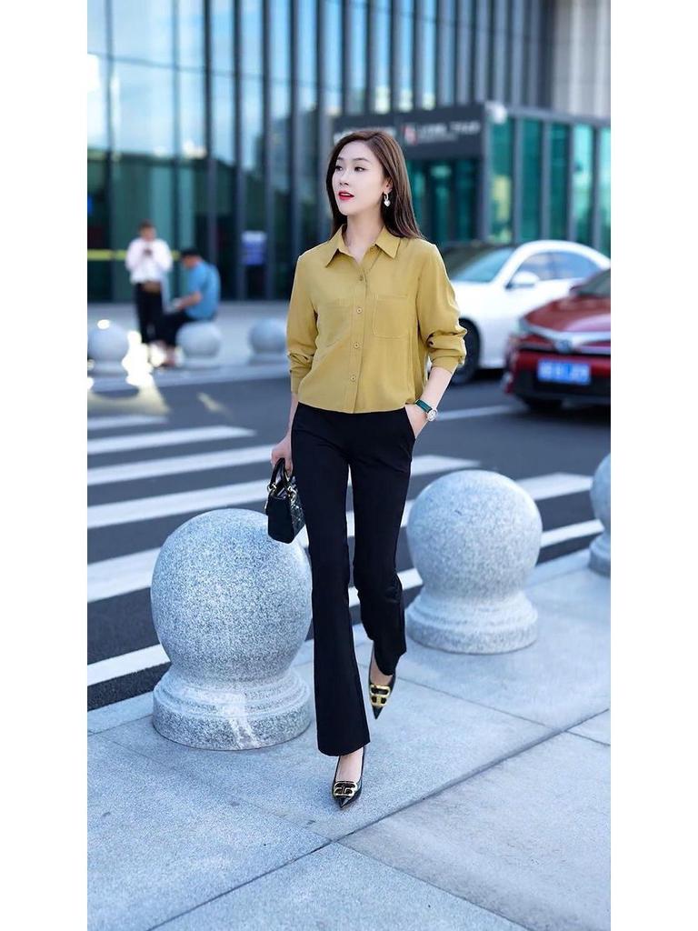 Women's Fashion Slim-Fit Long Sleeve Blouse - Early Autumn 2024