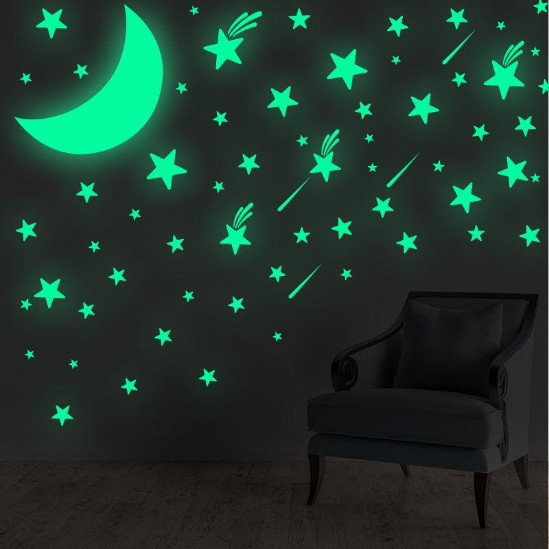 Glowing Wall Stickers Stars Moon Creative Decals for Kids Bedroom DIY Living Room Home Decoration Self Adhesive Switch Posters