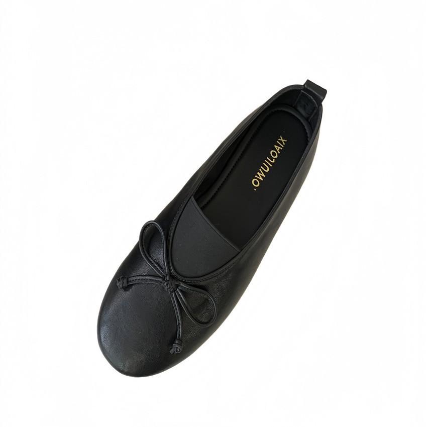 2025 Summer New One-pedal Design Round Head Flat-soled Single Shoes Women's Fashion Versatile Popular Shallow Mouth Ballet Shoes