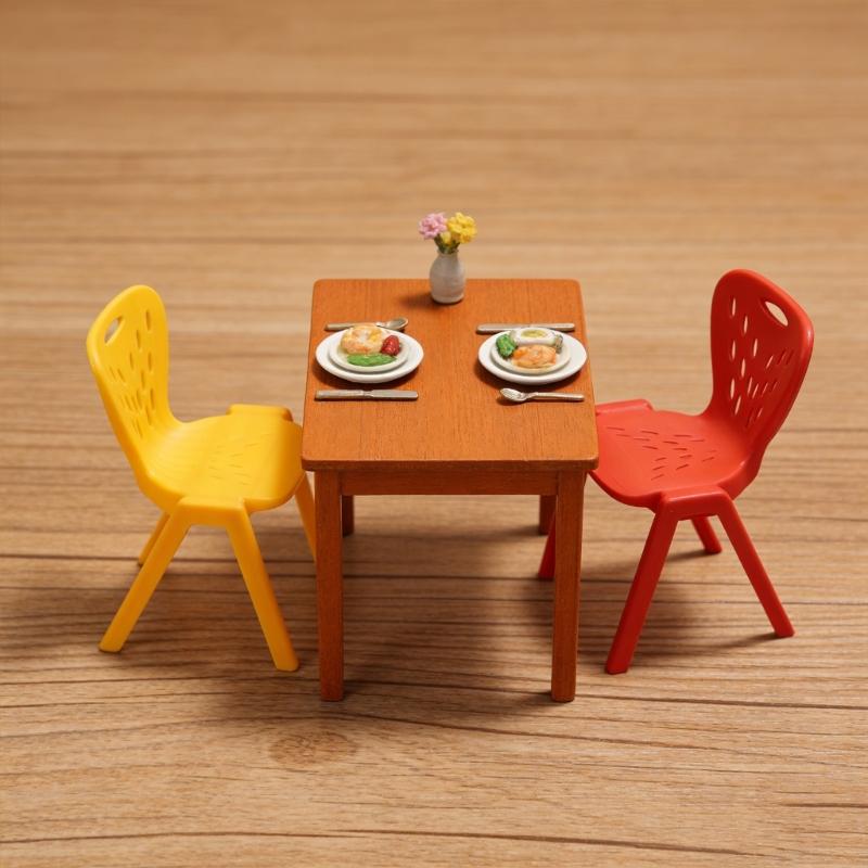 Colorful Doll Furniture Small Chair Model Figurine With Hole Design For Doll House Accessories And Kids Pretend Play Game