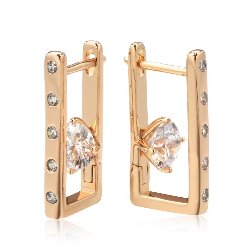 

Новые серьги цвета розового золота для женщин, модные геометрические серьги-капли с натуральным цирконом, высокое качество, повседневные украшения