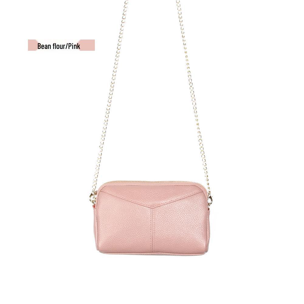 Genuine Leather Women's Korean Style Shoulder Bag - Large Capacity Crossbody with Zipper and Simple Stitching