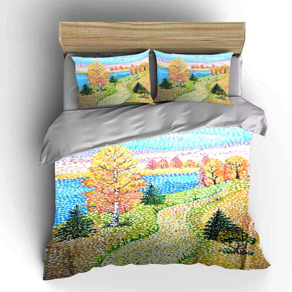 Landscape with Trees, Lake. Bedding Sets Duvet Cover Sets Duvet Covers Pillowcases(1 * Duvet Cover 2 * Pillowcases, Without Duvet Insert)