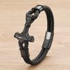 Braided Viking Jewelry Leather Cord Bracelet with Magnetic Clasp Stainless Steel Handmade