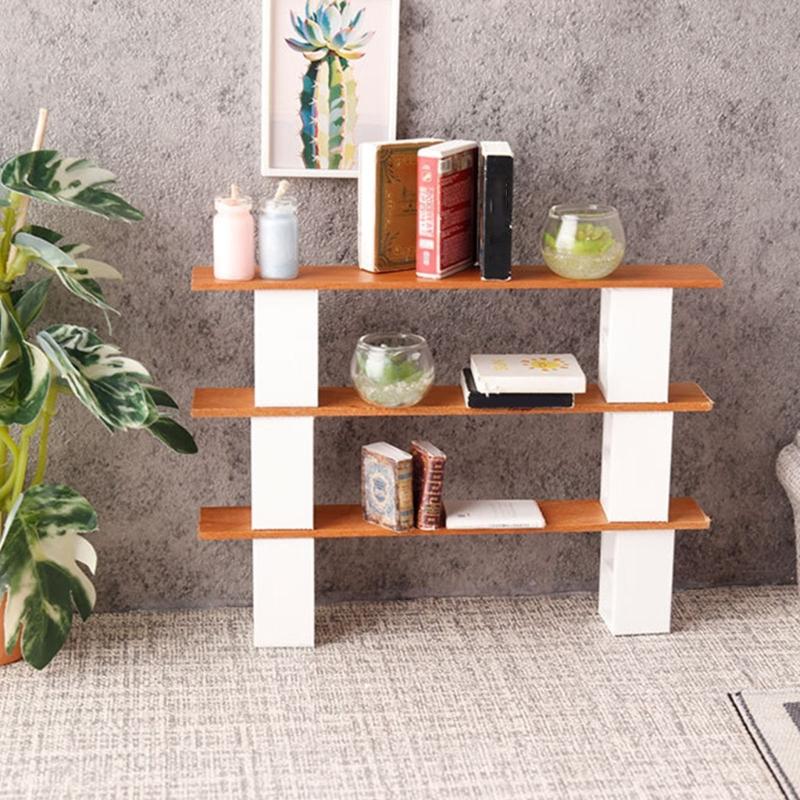Solid Wood Mini Cabinet Bookshelf Model Dollhouses Accessories For Bedroom Kitchen Living Room Tiny House Decoration