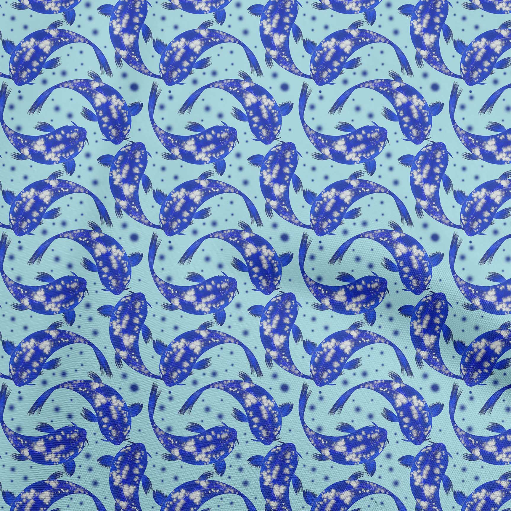 

oneOone Cotton Flex Синювато-фіолетова тканина Азіатська японська риба коі Сукня Матеріал Тканина Тканина з принтом у дворі 40 дюймів 42InchWide-ViscoseChiffon небо синє кольору