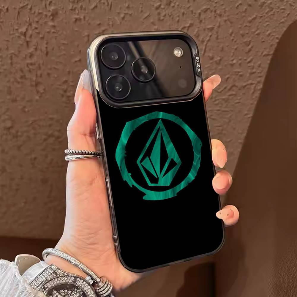 Volcom sport style  Phone Case For iPhone 17,16,15,14,13,12,11,Pro Max,Plus black Candy Silver Cover