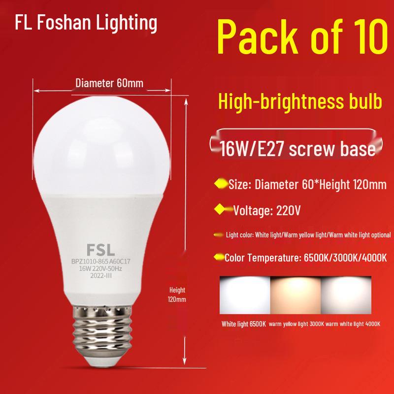 Energie sparende LED-Glühbirne, E27-Schraubfassung, superhelles warmweißes Licht für die Heimbeleuchtung.