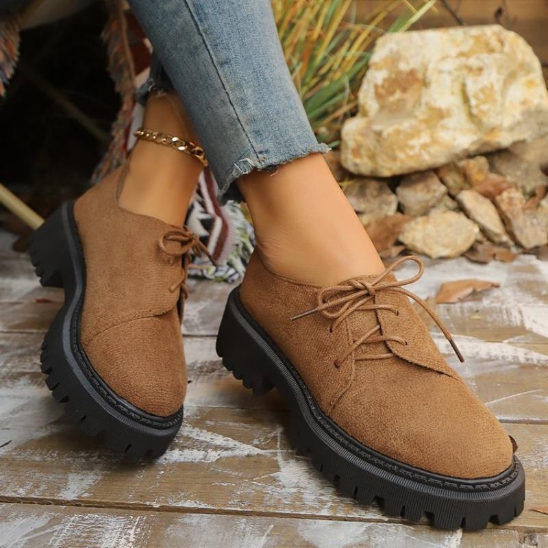 Fashion Large Size Casual Imitation Moccasin Women 2025 Spring New Side Lacing Fashion Casual Loafers Platform Shoes