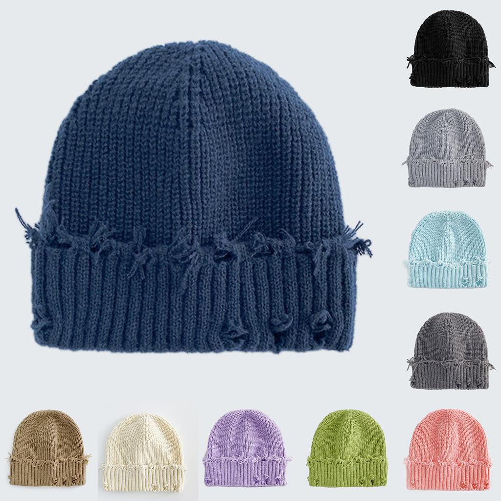 Ladies' Adult Knitted Hat, Woolen Hat, Perforated Hat, Versatile And Eye-catching, Small Face