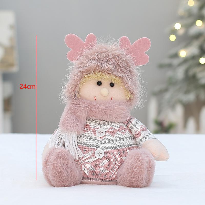 Pink Long Plush Boy and Girl Dolls for Christmas Decor