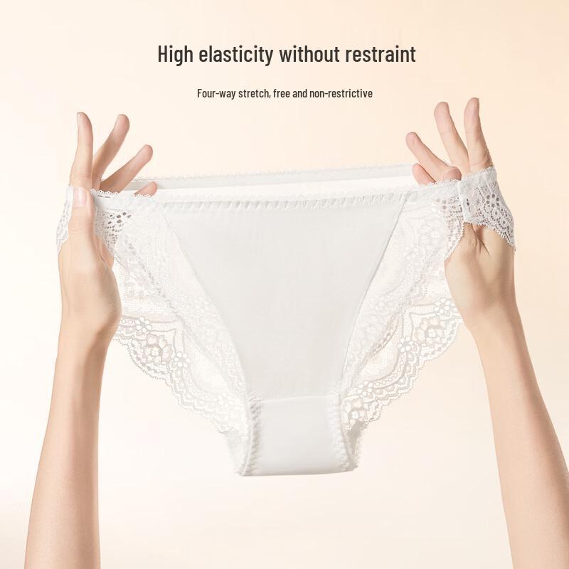 Women's Mulberry Silk Breathable Lace Trim Briefs (2-Pack)