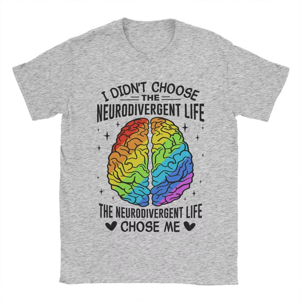 Vintage Neurodivergentní Neurodiverzní Pánská Trička s Kulatým Výstřihem 100% Bavlna Tričko Krátký Rukáv Tištěné Oblečení