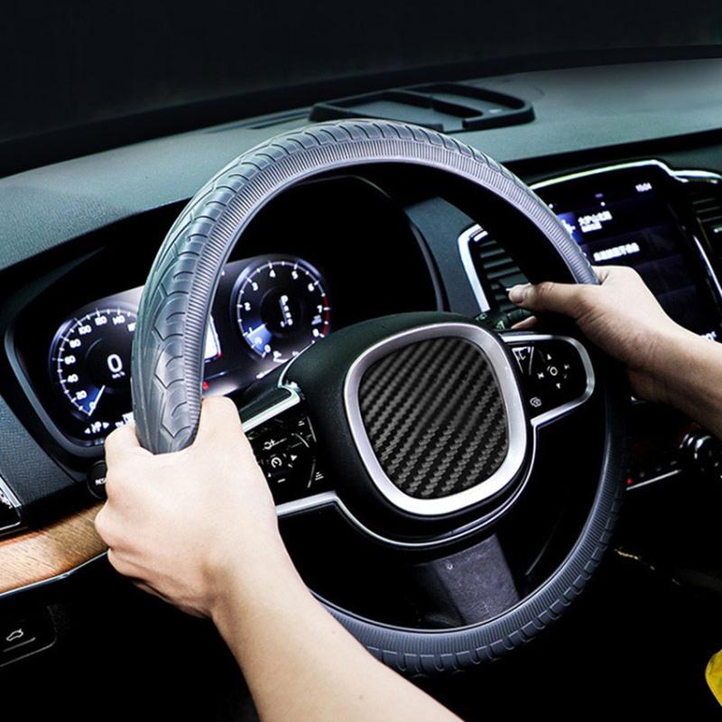 

Car Tire Texture Steering Wheel Anti-slip Grip Silicone Protective Cover Red