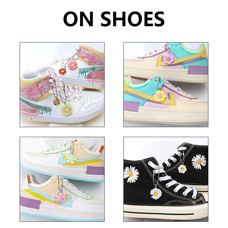 1 PCS DIY Cream Daisy Shoe Chain Shoelaces Decoration Canvas Shoes Sneakers  Flowers Accessories Shoelace Buckles Decorative