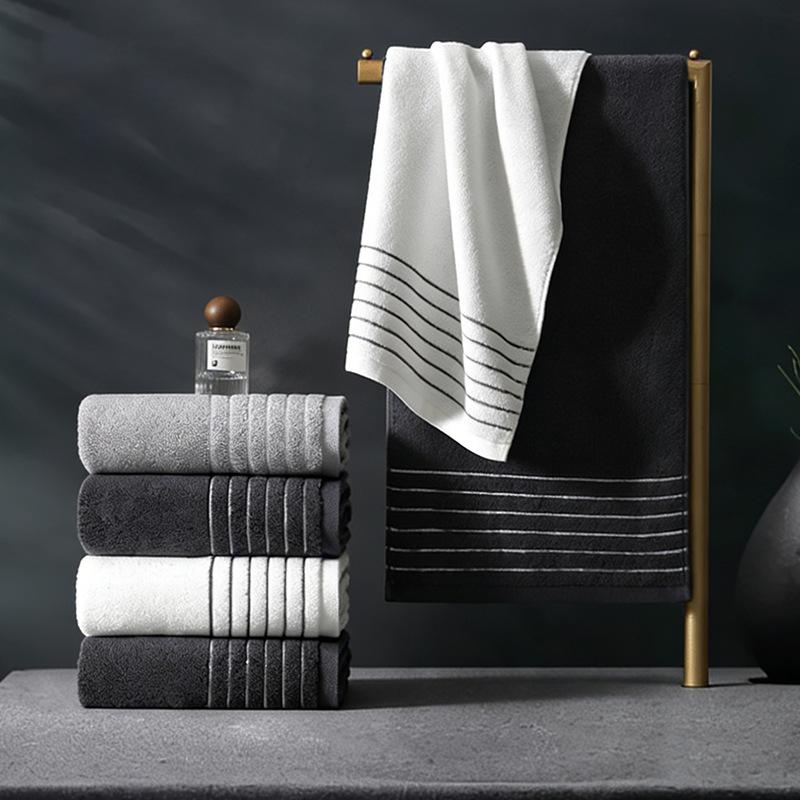 Star Hotel Men s Pure Cotton Face Towel - Thick, Absorbent, and Customizable with Embroidery. 34x74±2cm чёрный