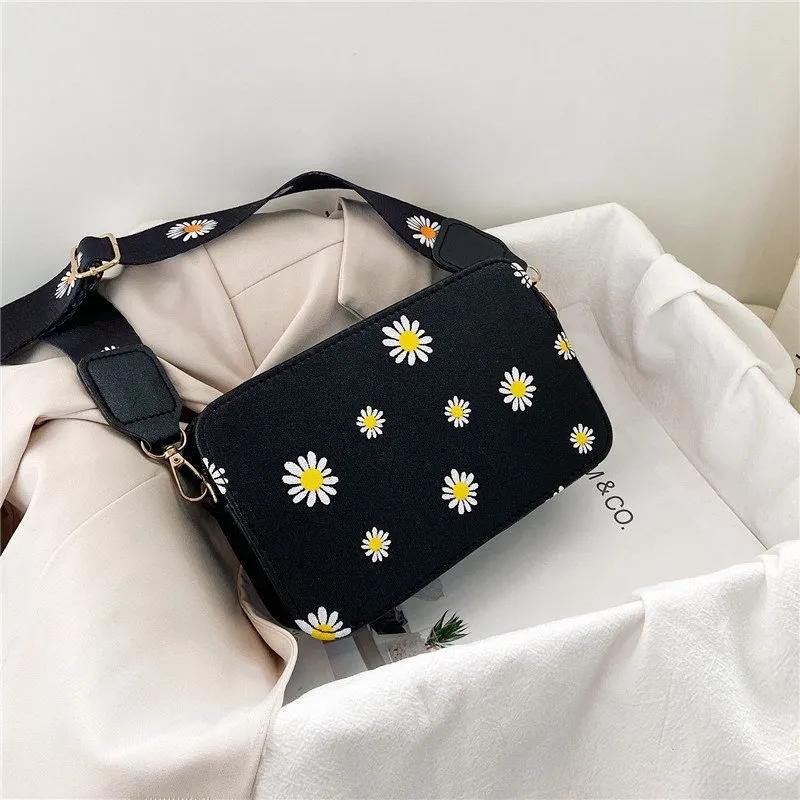 Little Daisy Embroidery Cute Mini Women's Crossbody Bag, Small Handbag, Wrist Guard, Wallet, Phone Bag, Coin Wallet