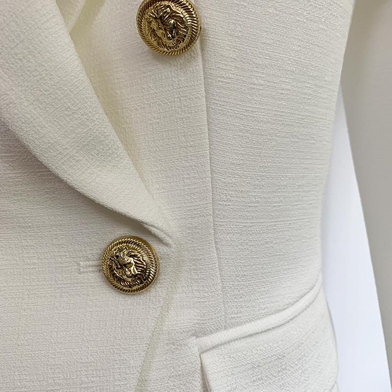 Giacca alla Moda Donna Classico Doppiopetto Bottoni Metallici Leone Blazer