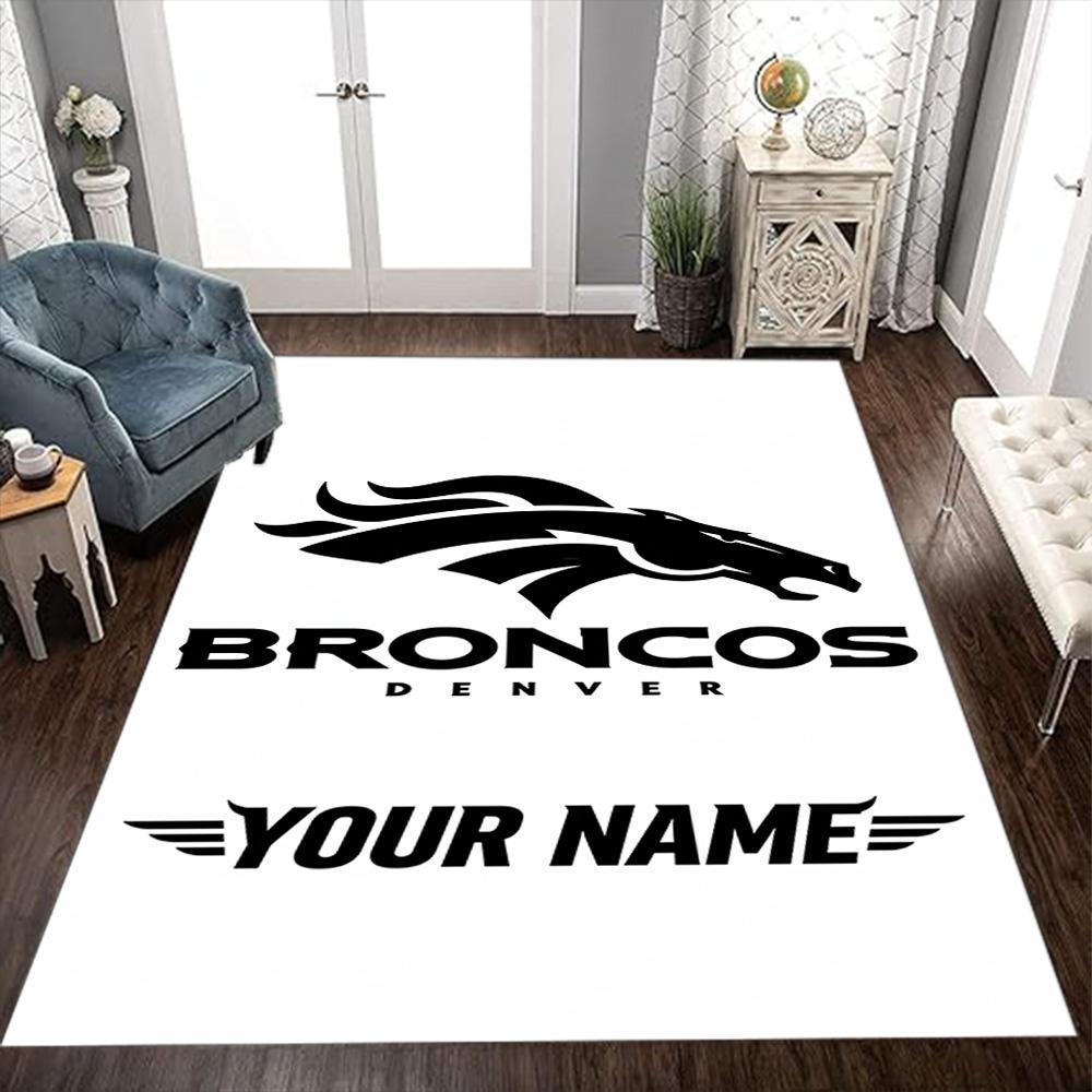 Denver Broncos Logo Customized Name Carpet Perfect for Kitchen Hallway Entryway Dormitory Anti-slip Rug Anime Office Decor