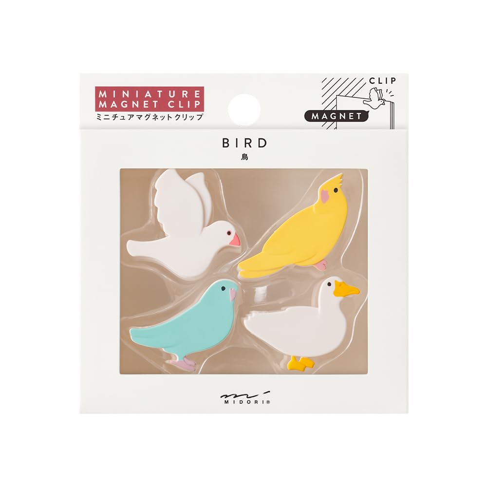 Midori Magnetic Bird Pattern 43449006 Clip, A,