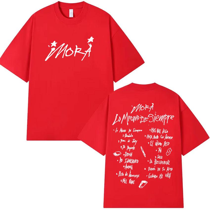 New Rapper Mora Lo Mismo De Siempre 2025 Album Letter Graphic T Shirt Men Women Summer O-Neck Cotton Short Sleeve T-Shirt Street