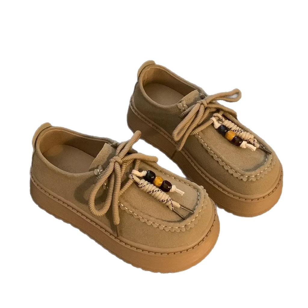 Boken schoenen met dikke zool en hoogteverhoging damesschoenen kangoeroeschoenen herfst nieuw casual veterschoenen muffin schoenen retro dames