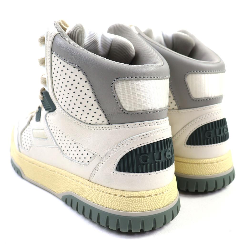 Makellose GUCCI Sneaker Interlocking G High-Top Weiß Khaki Leder Damen 36.5 Gebraucht
