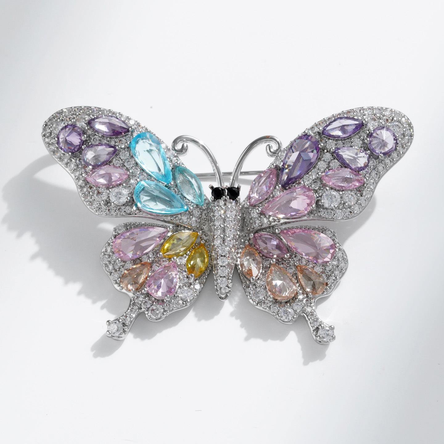 Bo Xin Yun High-Grade Copper Zircon Crystal Butterfly Brooch - Japanese Korean Style