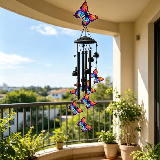 Metal Wind Chime for Outside Butterfly/Red Bird/Hummingbird Hanging Windchimes for Garden Patio Backyard Decor