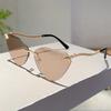 Rimless Cat Eye Sunglasses Women  New Stylish Vintage Gradient Casual Shades Trendy Luxury Brand Design Sun Glasses