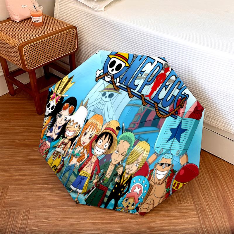 1 Stück Automatischer Faltregenschirm - Anime One Piece Muster Tragbares faltbares Design Mit 8 Rippen Weihnachts-Geburtstagsgeschenke