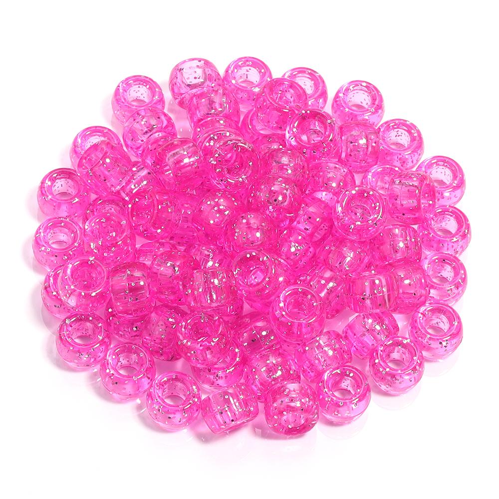 200pcs/lot Colored Acrylic Big Hole Beads For Jewelry Making Loose Spaced Round Bead DIY Bracelet Necklace Accessories Wholesale