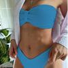 European American High Waist Bandeau Bikini - Sexy Bodycon Swimsuit