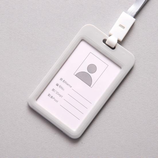 Portable Double Sided Transparent Employee ID Card Holder Name Tags with Lanyard