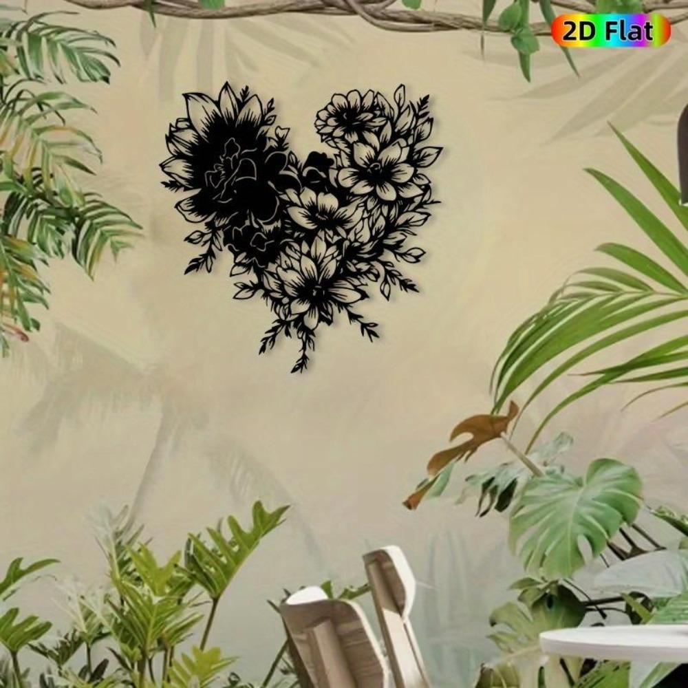 1pc Vintage Heart Metal Wall Sculpture Wrought Iron Floral Decor for Valentine Wedding Anniversary Gift Garden Fence Bedroom Art Elegant Accent