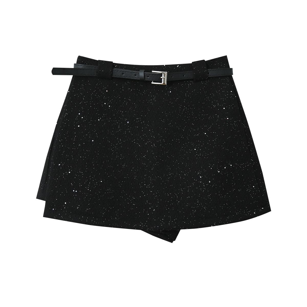 Sequined Woolen A-line High-Waisted Half Skirt for Women - Autumn/Winter Style #11102 L