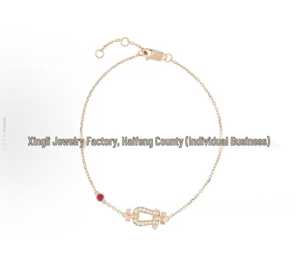 Fred Horseshoe Pendant Necklace In 18K Rose Gold, Full Diamond Clavicle Chain for Women