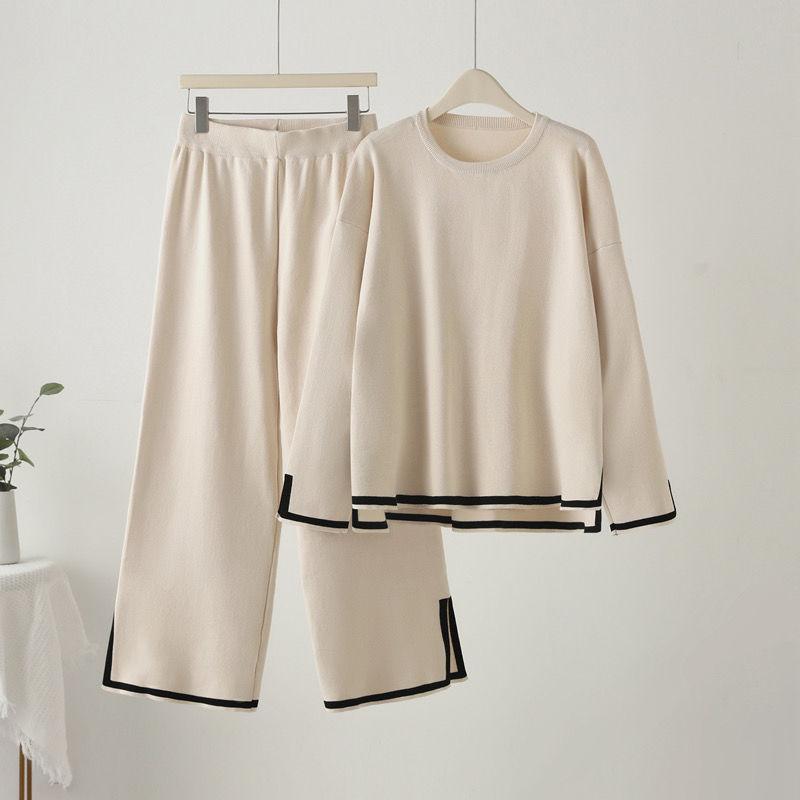 

Suits Sets Women Oversize Pullover Sweatshirt Pants Thickened Sweater Top Longs Pants Two-piece Oversize 2PC Suit XXL білий