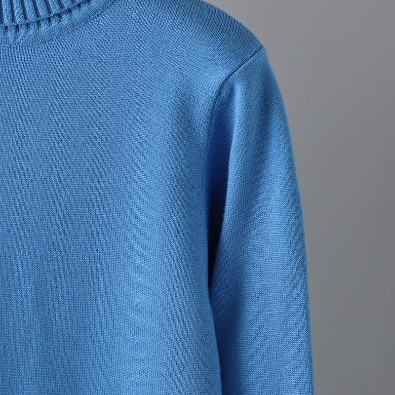 QICED Casual and Fashionable Autumn and Winter High-neck Solid-color Sweater Knitted Two-piece Set