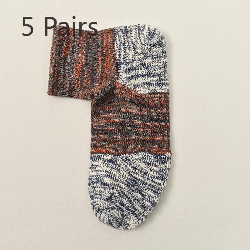 

5 пар мужских осенне-зимних впитывающих пот дезодорирующих удобных высококачественных утолщенных хлопковых носков контрастного цвета с прямым углом 5 Pairs лазурь