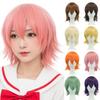 Pink Blonde Orange Unisex Short Cosplay Hair Heat Resistance Anime Layered Wigs  Halloween