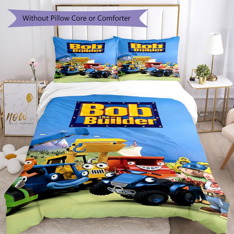 3pcs Bob the Builder Bedding Set Duvet Cover Closure Includes 1 Duvet Cover & 2 Pillowcases, Soft and Comfortable for All Seasons.