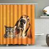 Artistic Pet Shower Curtain Dog Cat Print Bath Decor for Home Bathroom Orange Paw Pattern Waterproof Fabric Size 72x84 Inches (1