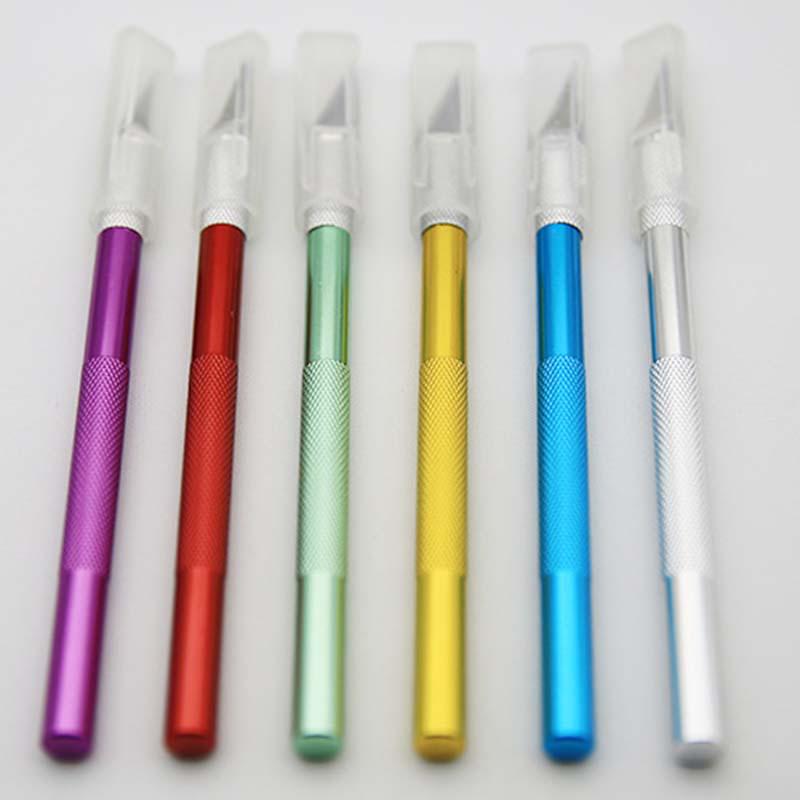 1 Set Metal Handle Scalpel Knife +5PCS Blades Wood Paper Cutter Craft Pen Knives DIY Craft Cutter