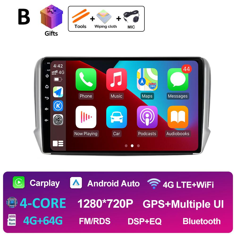 Wireless Carplay Android Intelligent System For Peugeot 2008 208 Series 2012 2013 2014 2015 - 2018 DSP Stereo GPS Navi Bluetooth