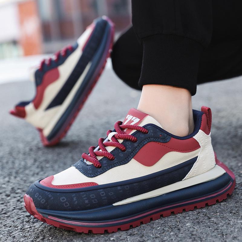 Men's Versatile Youth Running Shoes - Sports Casual Thick Sole Black Cortez Dad Sneakers