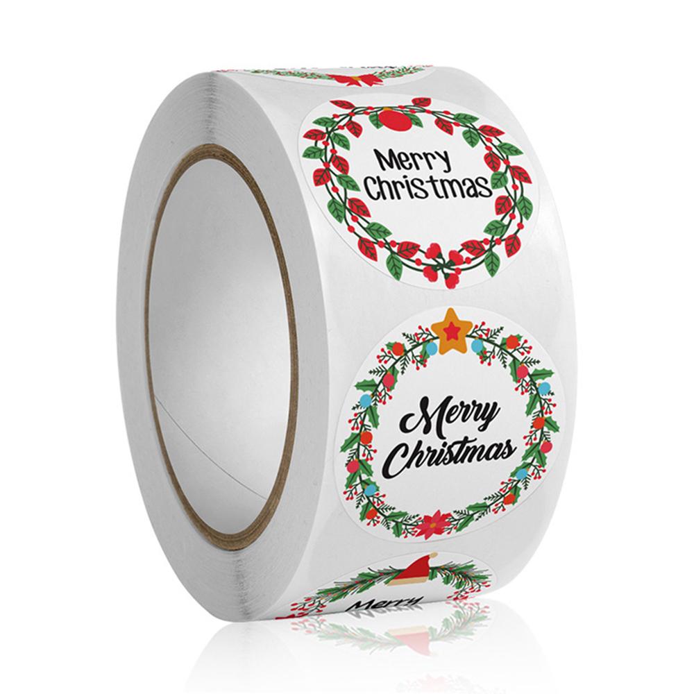 100-500Pcs High-Standard Merry Premium-Quality Christmas High-Standard Holiday Superior-Grade Stickers Superior-Grade Wreath Top-Grade Adhesive