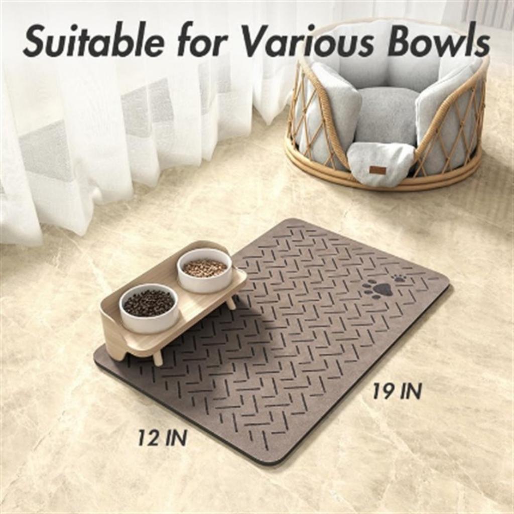 50*80 Quick Drying Diatomaceous Earth Pet Feeding Mat - Splash Proof, Absorbent, Easy To Clean, Suitable for Dogs and Cats, Washable