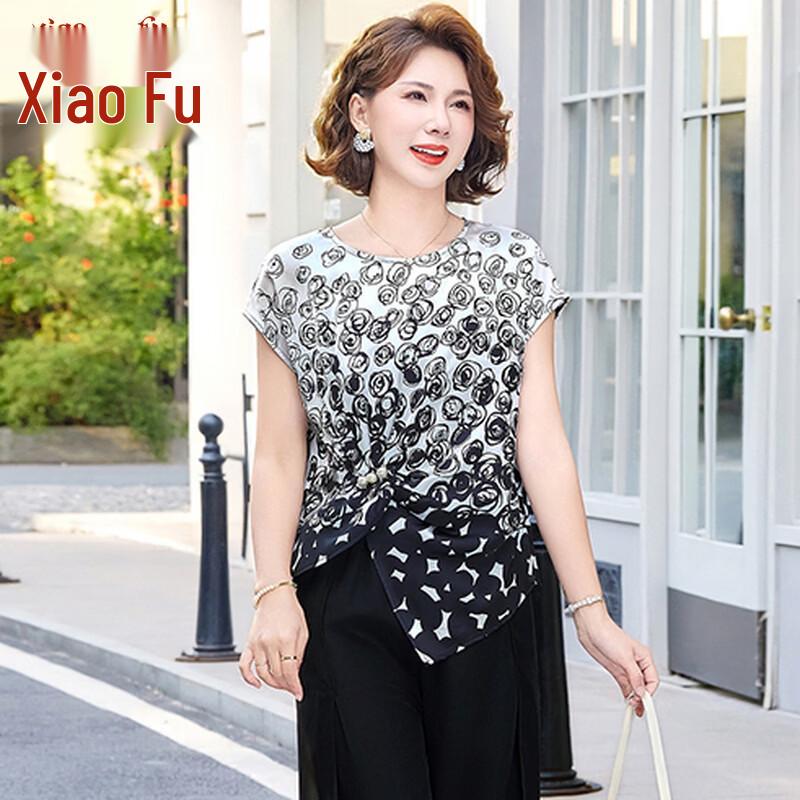 Xiaofu Mid-Aged Women s Summer Short Sleeve Top XL